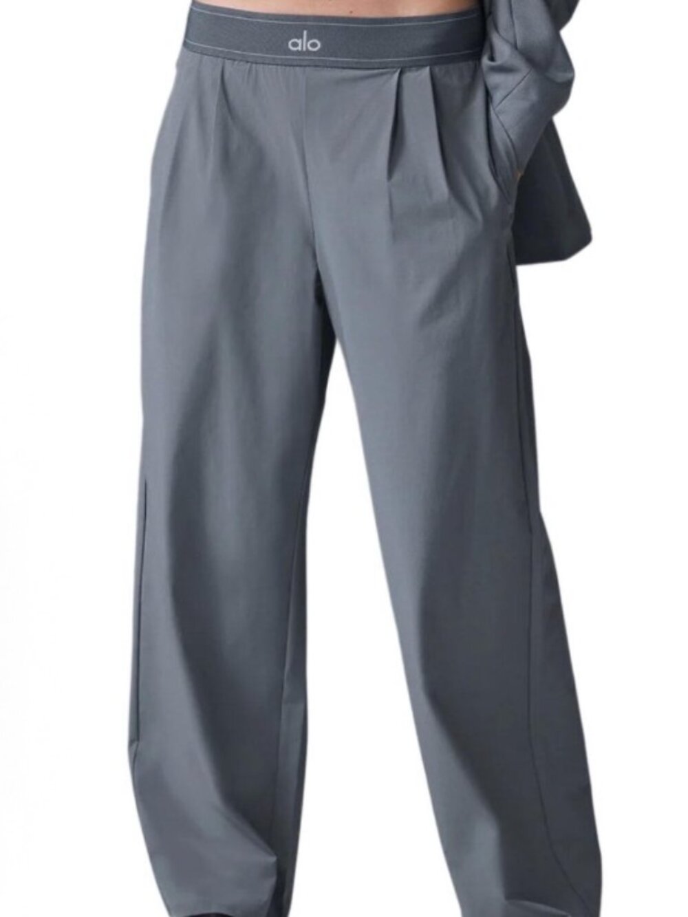 NWT🍯ALO Yoga Suit Up Trouser Steel Grey🚴(Regular 30 inches)Wide Leg Athleisure - Picture 8 of 8